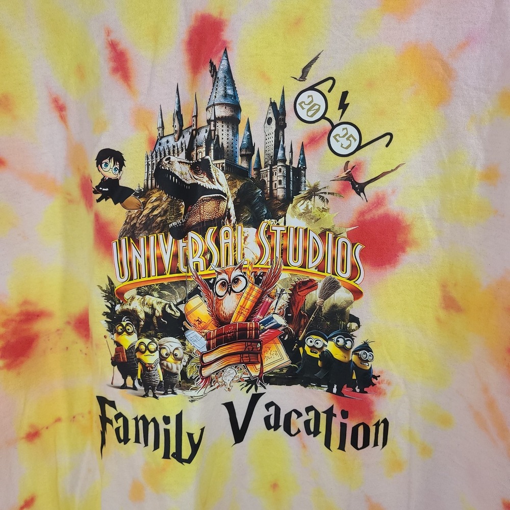 Universal Studios "Family Vacation" Tie-Dye T-Shirt – Size XL – Red & Yellow – 1